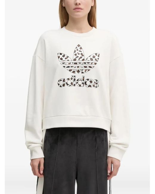 Adidas Sweater Met Luipaardprint in het White