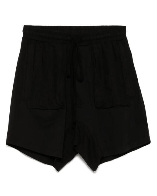 Thom Krom Black Drop-Crotch Cotton Shorts for men