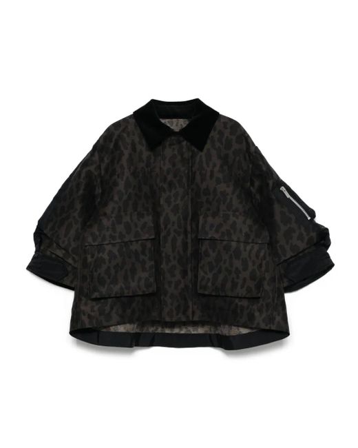 Sacai レオパード ジャケット Black