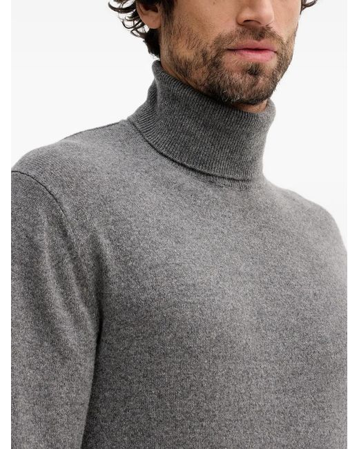 Benetton Gray Roll-Neck Long-Sleeve Sweater for men