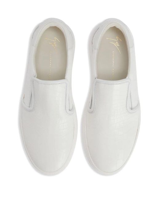 Giuseppe Zanotti White Gz94 Slip-On Leather Sneakers