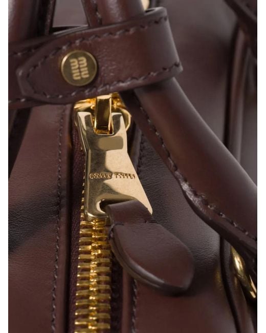 Miu Miu Brown Arcadie Logo-Detail Tote Bag