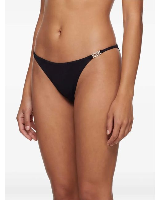 DSquared² Black Icon-Plaque Bikini Bottoms