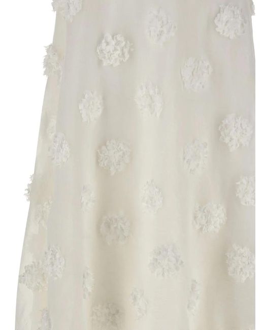 Herskind White Floral-Appliqué Organza Skirt