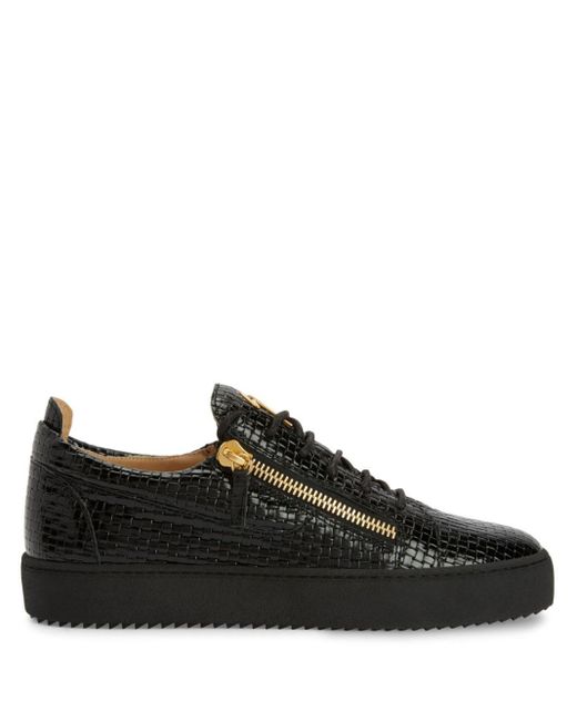Giuseppe Zanotti Black Frankie Woven Leather Sneakers for men