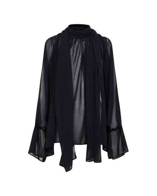La Petite Robe Di Chiara Boni Black Semi-Sheer Blouse