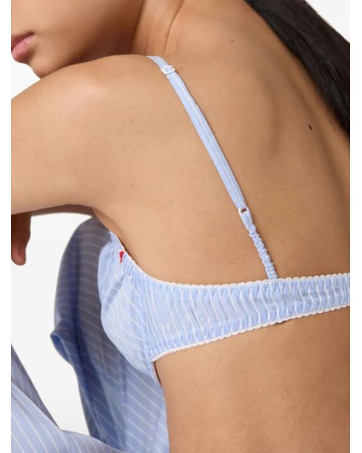 Miu Miu Blue Stripe-Print Bra