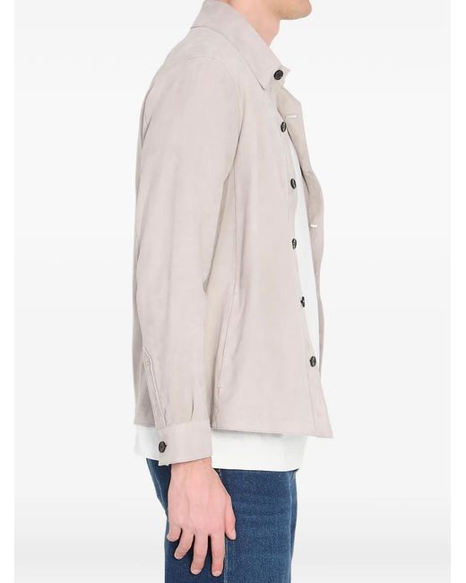 Arma White Suede Buttoned Overshirt for men