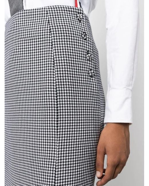 Thom Browne Gray Houndstooth-Pattern Wool Maxi Skirt