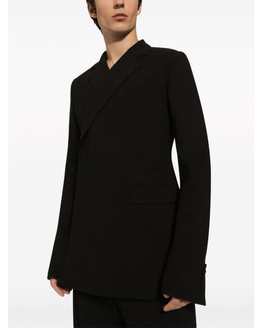 Dolce & Gabbana Black Wrap-design Wool Blazer for men