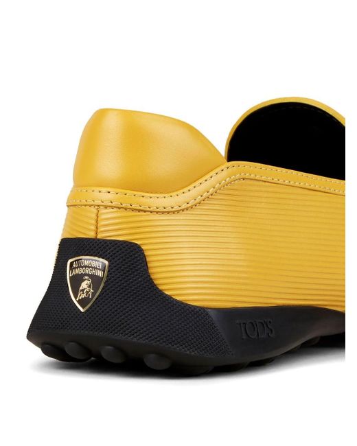 Tod's Yellow Automobili Lamborghini Slip-on Leather Driving Shoes
