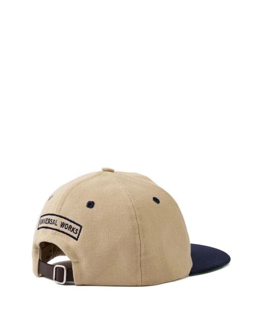 Universal Works Blue Logo-Patch Panelled Cap for men