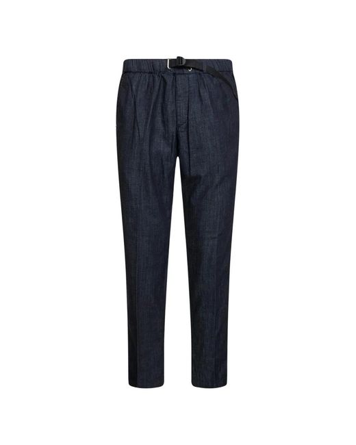 White Sand Blue Belted Trousers for men