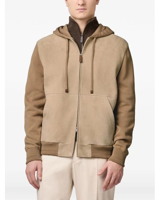 Tod's Natural Hooded Zip-Up Bomber Jacket for men