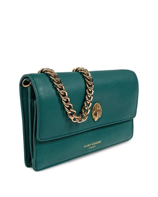 Kurt Geiger Green Sloane Leather Clutch Bag