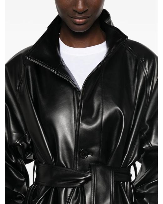 Frankie Shop Black Calen Belted Faux-Leather Coat