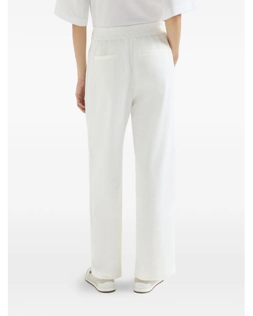 Brunello Cucinelli White Cotton Piqué Track Pants