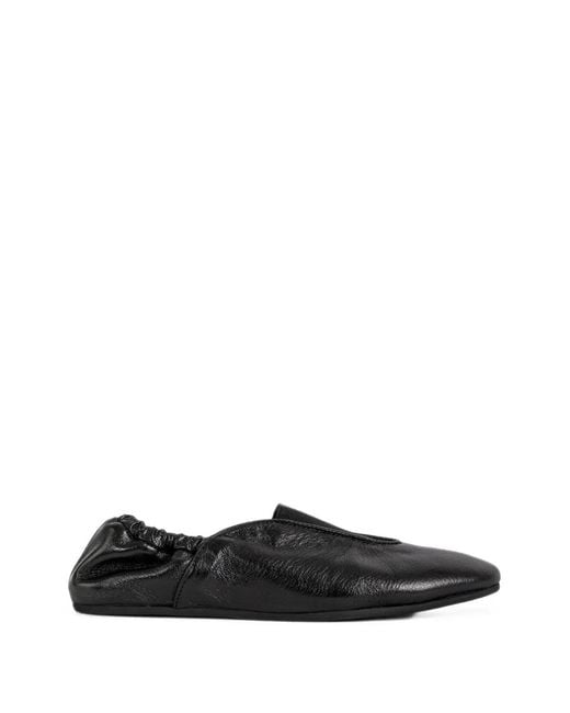 Jacquemus White Elasticated-Panels Leather Ballet Flats
