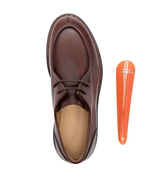 Scarosso Brown Damiano Leather Derby Shoes for men