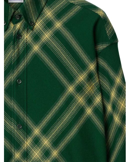 Burberry Green Mid-Length Wool Coat for men