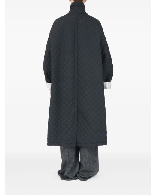Maison Margiela Blue Quilted Single-Breasted Coat