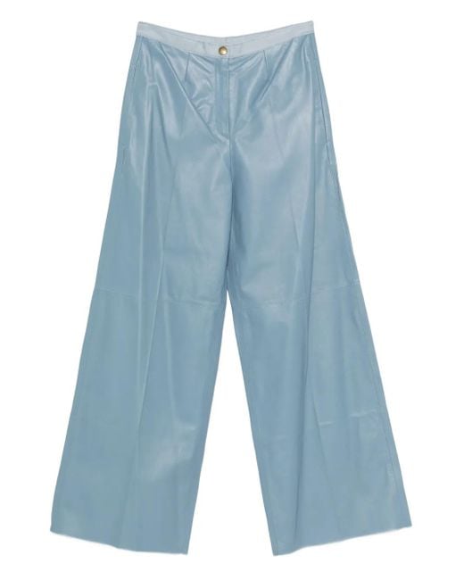 Forte_forte Blue Leather Flared Trousers
