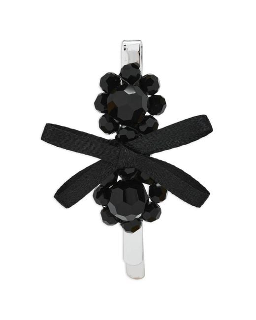 Simone Rocha Black Beaded Bow Hair Accessory