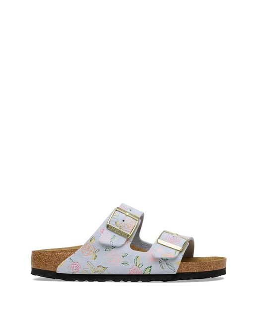 Birkenstock White Arizona Floral-Print Suede Sandals for men