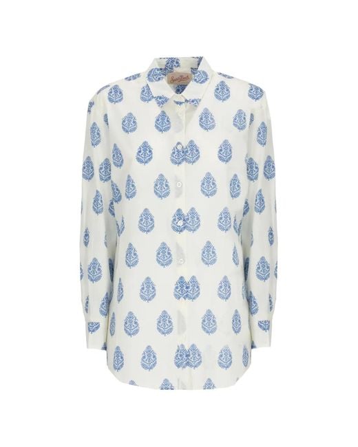 Mc2 Saint Barth Blue Brigitte Paisley-Print Shirt