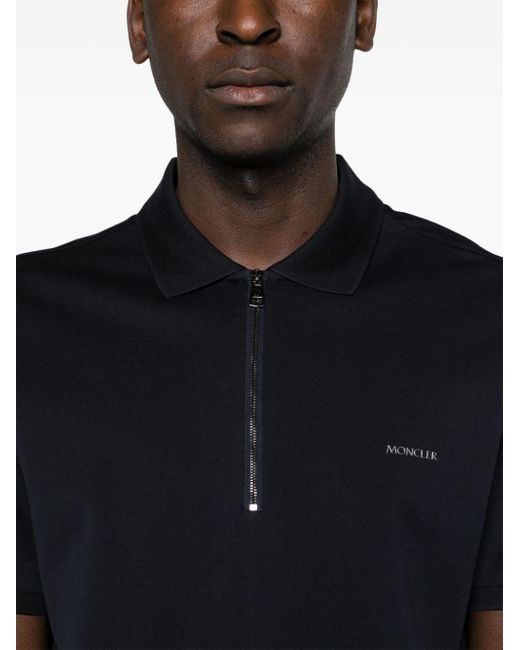 Polo en coton à patch logo Moncler pour homme en coloris Blue