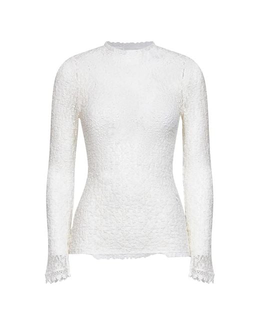 Isabel Marant White Crochet-Trim Lace Sweater