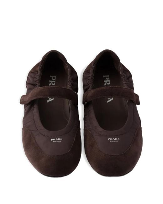 Prada Brown Collapse Panelled Ballet Flats