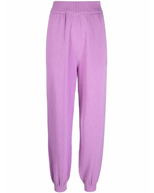 MSGM Purple Merino-Blend Knitted Track Pants