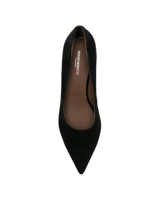 SERGIO MORETTI FIRENZE Black Pointed-Toe Block-Heel Pumps