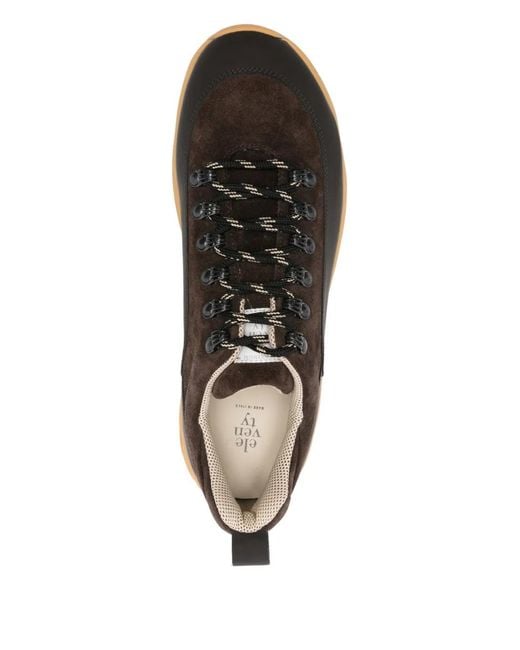 Eleventy Black Suede Lace-Up Trainers for men