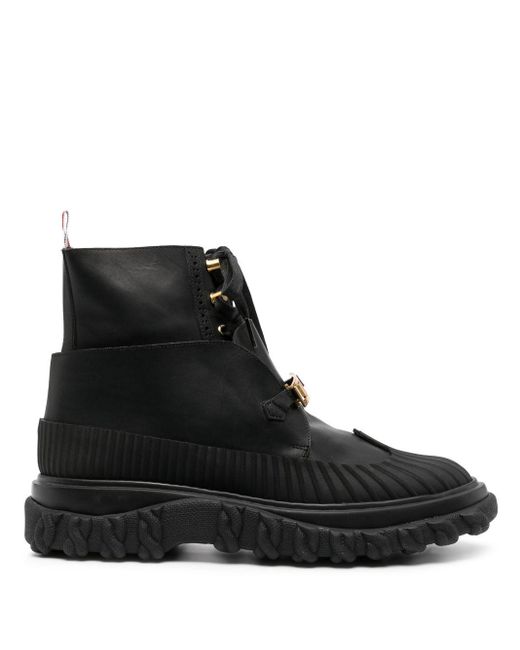 Thom Browne Black Duck Lace-up Ankle Boots for men