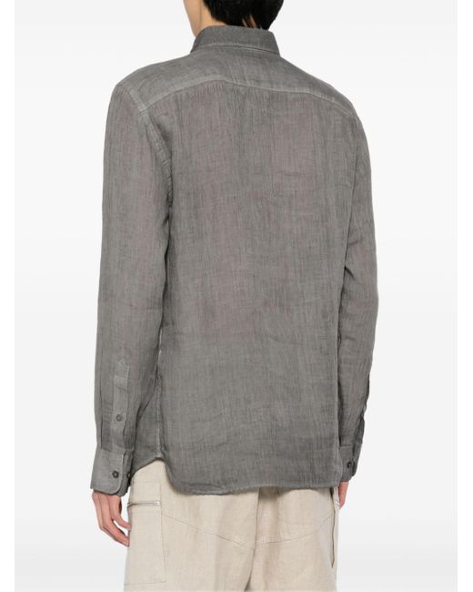 120% Lino Gray Long-sleeved Linen Shirt for men