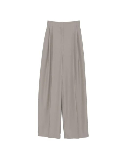Mugler Gray Pleated Wide-Leg Trousers
