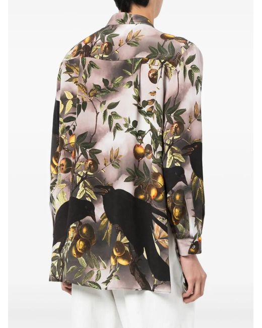 Edward Crutchley Gray Floral-Print Shirt for men