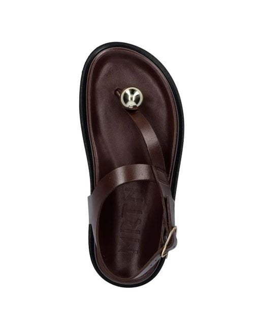 Souliers Martinez Brown Sandales Plates Spiaggia À Bride Arrière Et Détail Sphérique