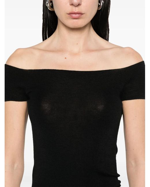 Bompard Black Bardot-Neckline Top