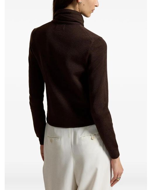 Polo Ralph Lauren Brown Tie-Scarf Wool Cardigan