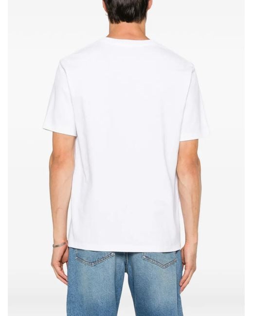 Balmain White Logo-Print Cotton T-Shirt for men