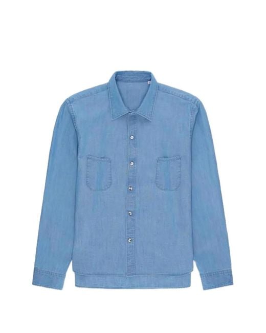 Fortela Blue Liam Chest-Pocket Shirt for men