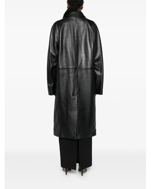 Totême  Black Raglan-sleeves Leather Coat