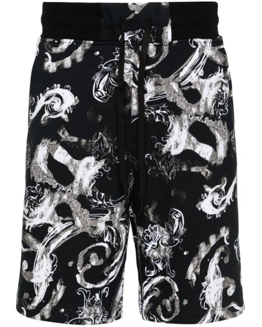 Versace Watercolour Couture Shorts aus Baumwolle in Black für Herren