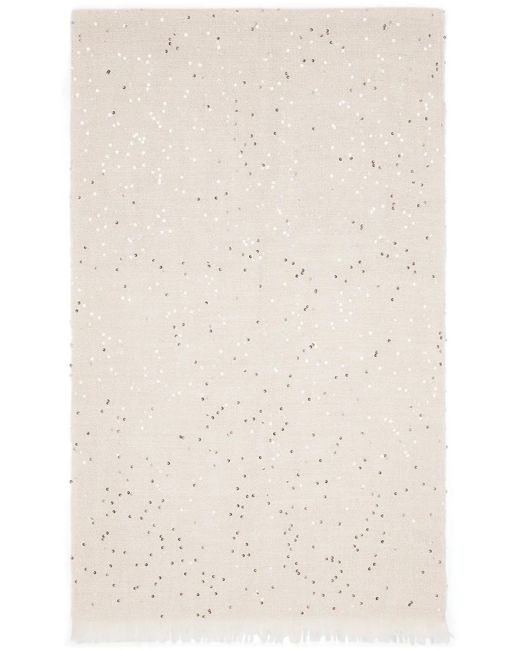 Brunello Cucinelli Natural Sequin-Embellished Scarf
