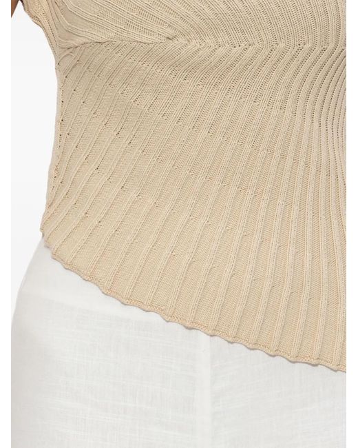 Cult Gaia White Ribbed-Knit T-Shirt