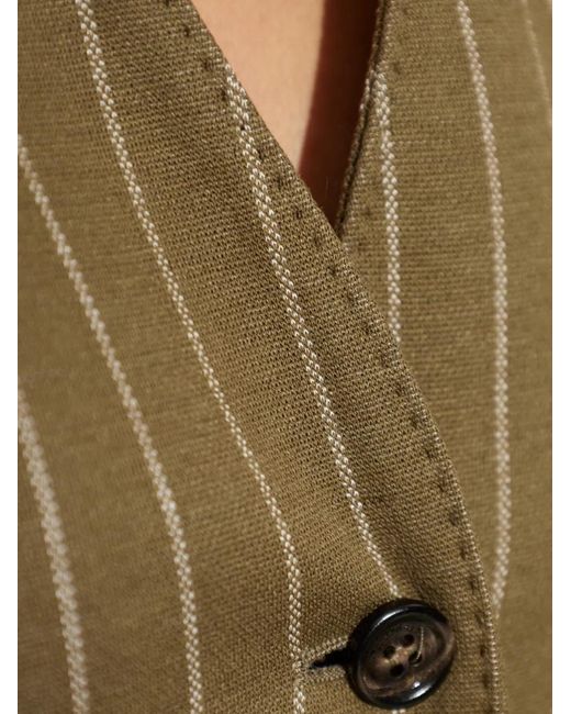 Max Mara Green Pinstriped Tailored Vest