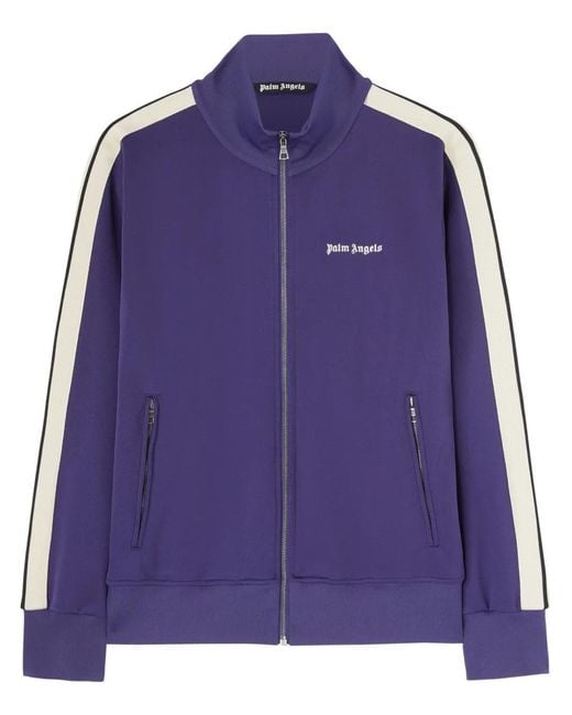 Palm Angels Purple Logo-Print Track Jacket for men